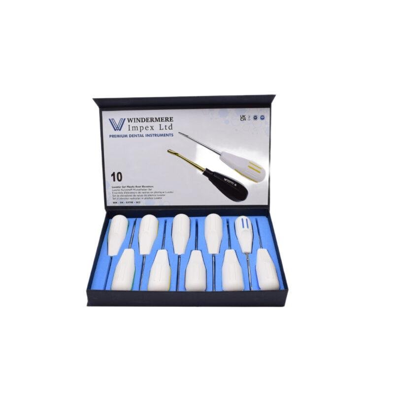 Luxating Root Elevators Plastic Set of 10 in Hard Sponge Box