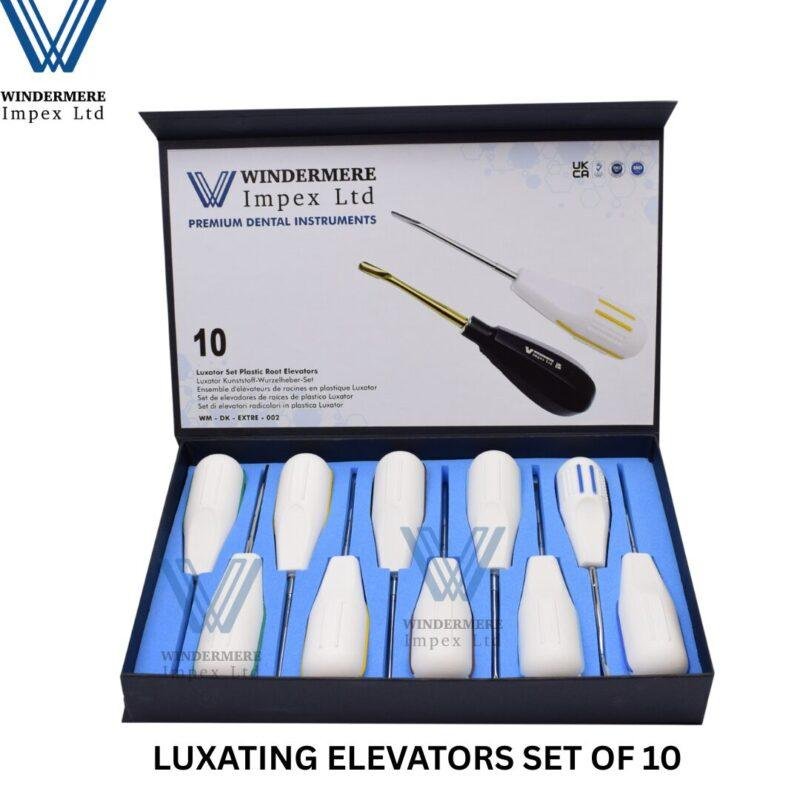 Luxating Root Elevators Plastic Set of 10 in Hard Sponge Box